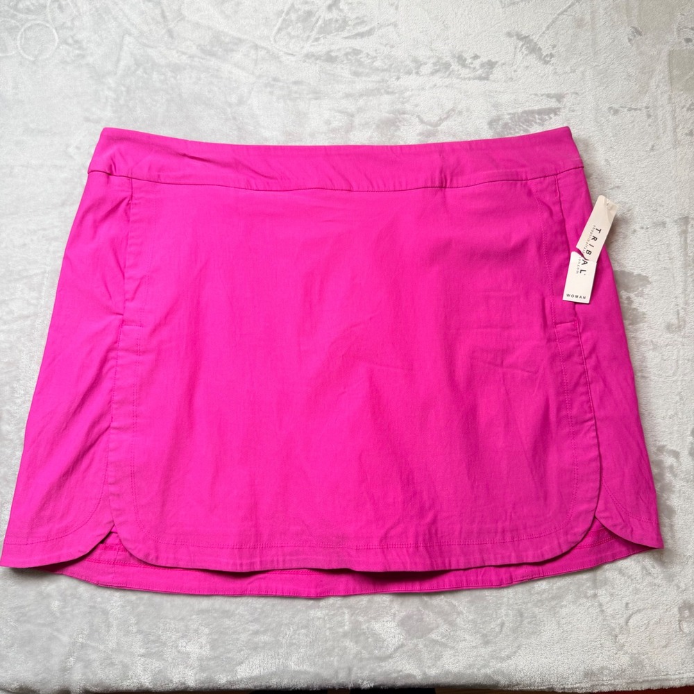 Tribal Woman Fiji Flower Pink Skort Size 24W Twill Stretch Active Skirt